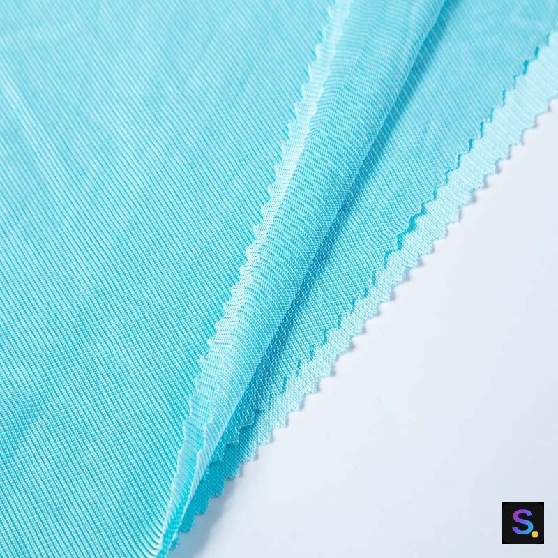 Striped Cooling Jersey, Turquoise Stripe knitted fabric, 75% nylon / 25% polyester