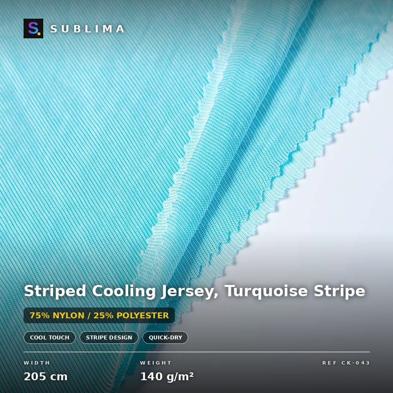 Striped Cooling Jersey, Turquoise Stripe knitted fabric