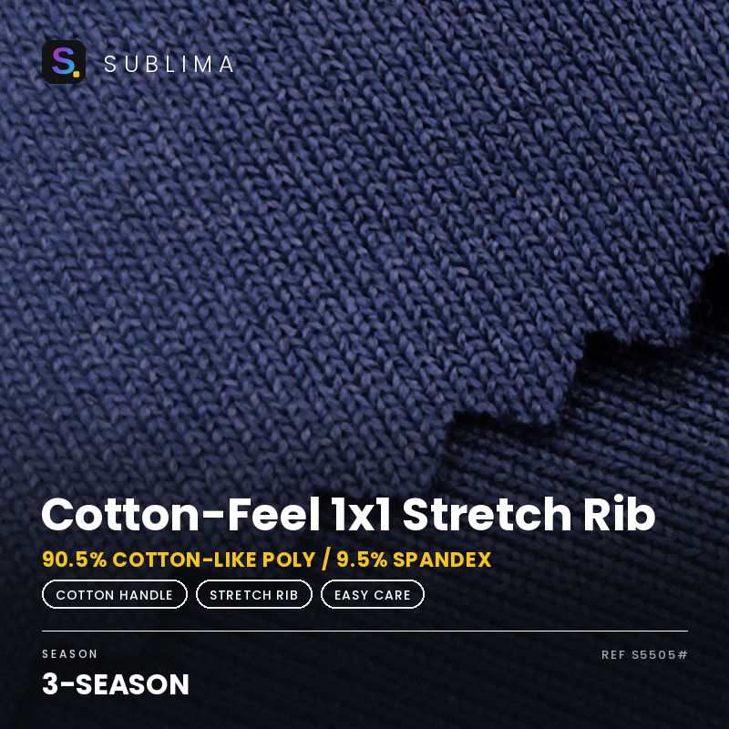 Cotton-Feel 1x1 Stretch Rib knitted fabric