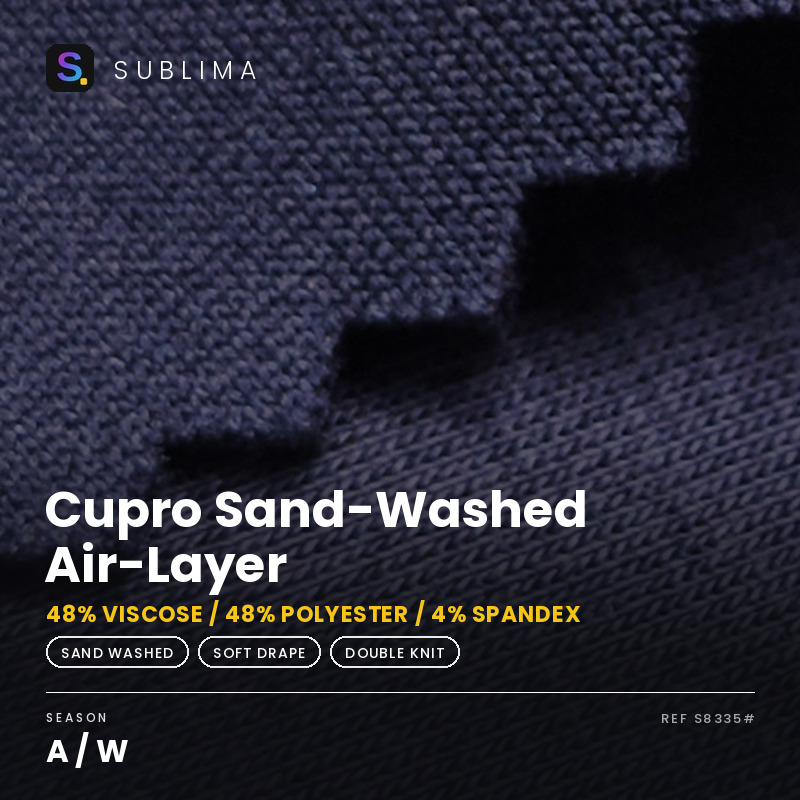 Cupro Sand-Washed Air-Layer knitted fabric