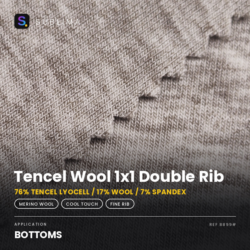 Tencel Wool 1x1 Double Rib knitted fabric