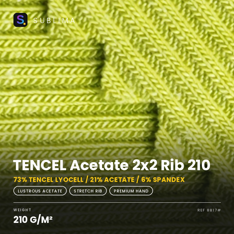 TENCEL Acetate 2x2 Rib 210 knitted fabric