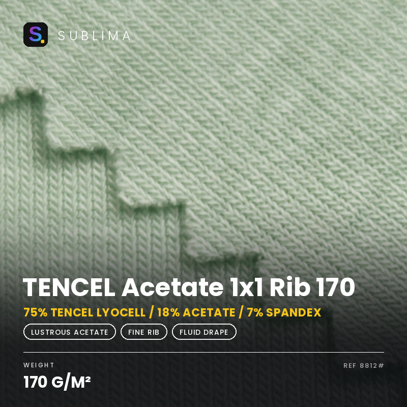 TENCEL Acetate 1x1 Rib 170 knitted fabric