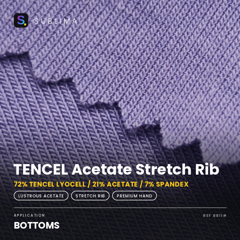 TENCEL Acetate Stretch Rib knitted fabric