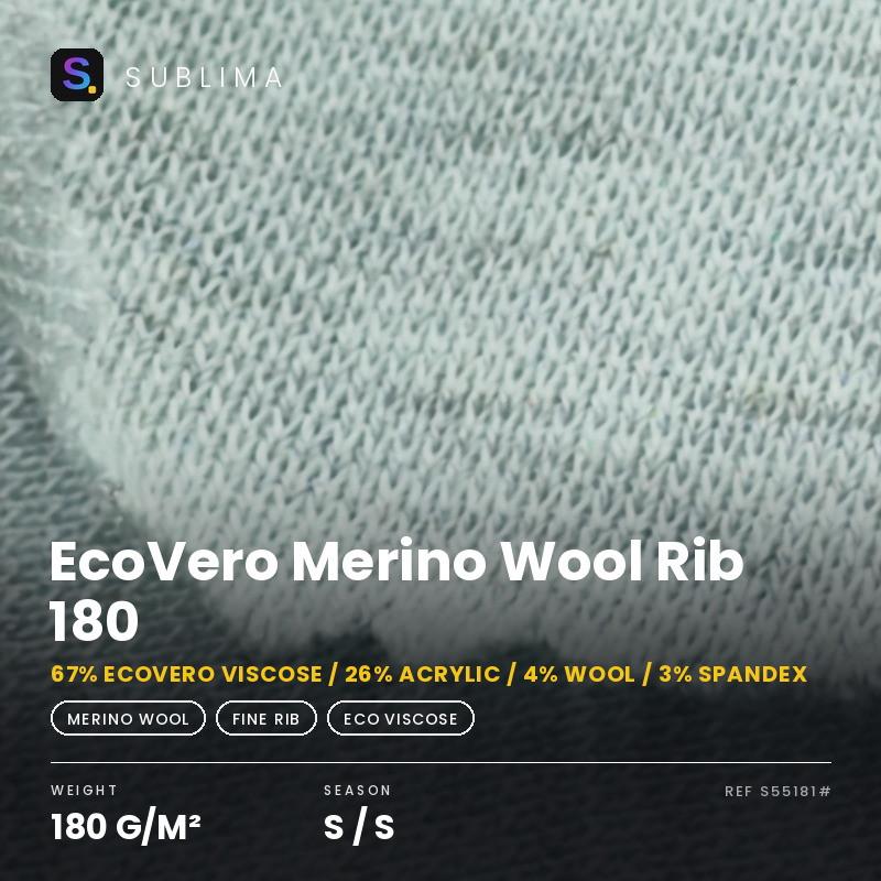 EcoVero Merino Wool Rib 180 knitted fabric