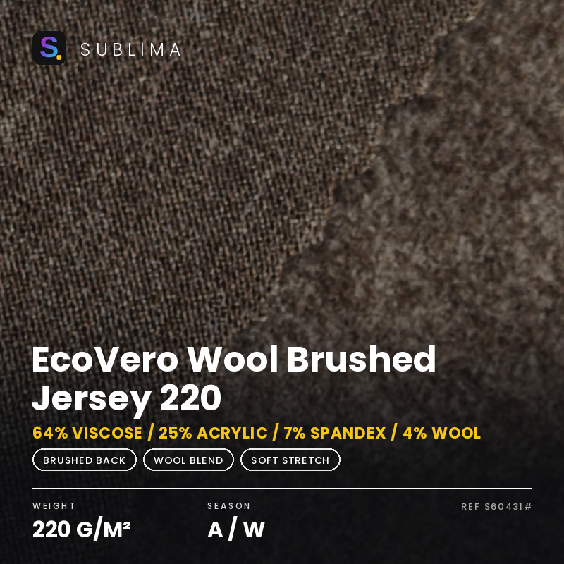 EcoVero Wool Brushed Jersey 220 knitted fabric