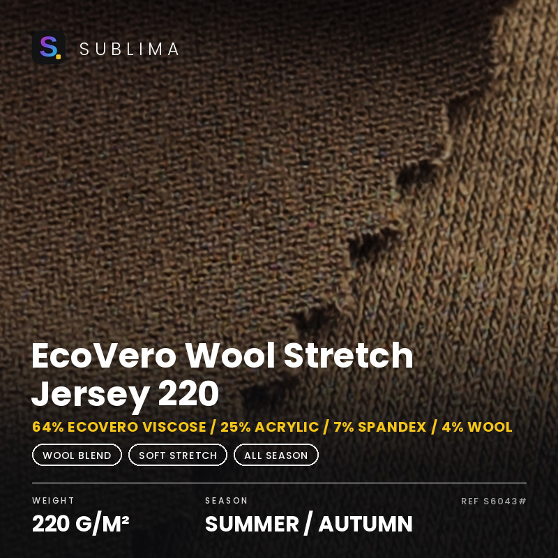 EcoVero Wool Stretch Jersey 220 knitted fabric