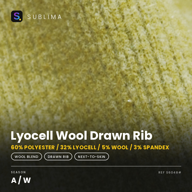Lyocell Wool Drawn Rib knitted fabric