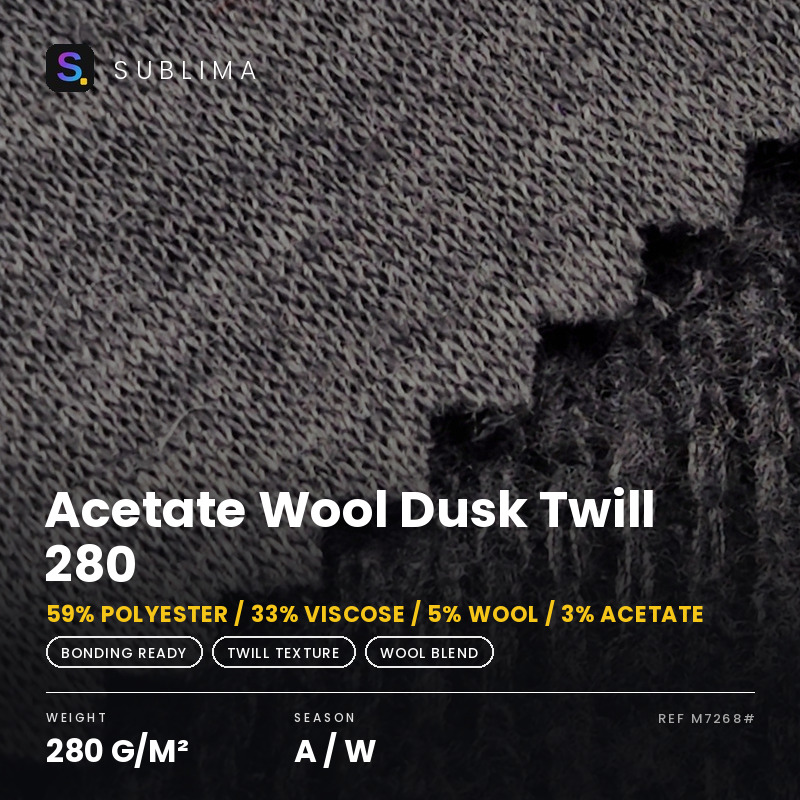 Acetate Wool Dusk Twill 280 knitted fabric