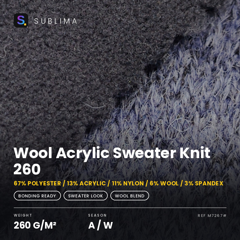Wool Acrylic Sweater Knit 260 knitted fabric