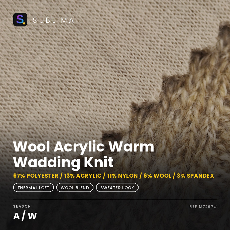 Wool Acrylic Warm Wadding Knit knitted fabric