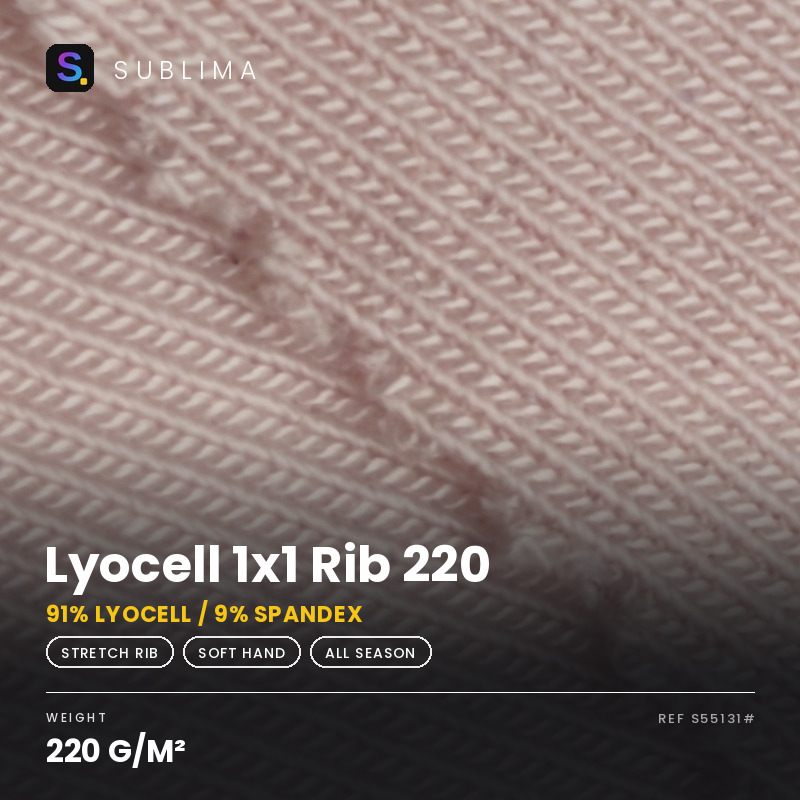 Lyocell 1x1 Rib 220 knitted fabric