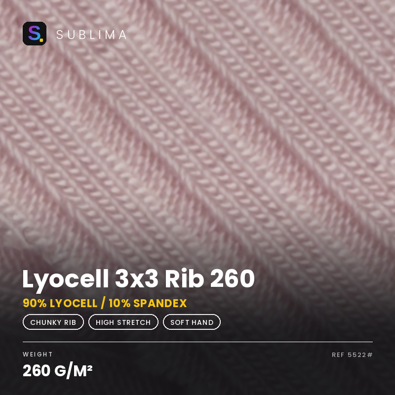 Lyocell 3x3 Rib 260 knitted fabric