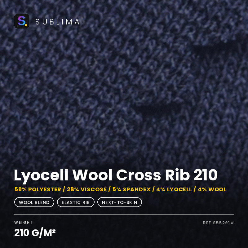 Lyocell Wool Cross Rib 210 knitted fabric