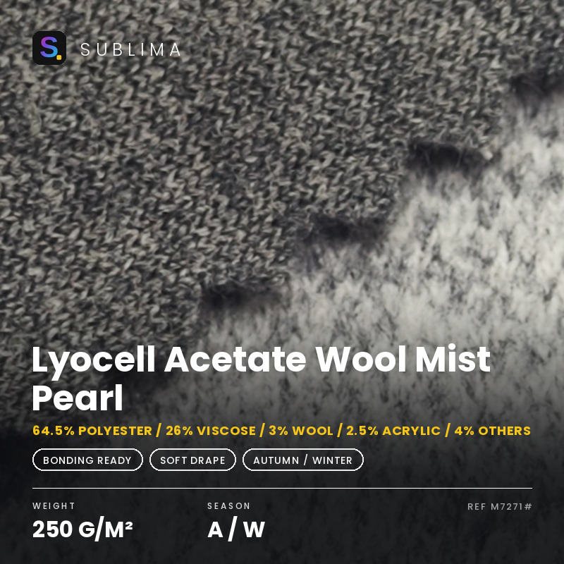 Lyocell Acetate Wool Mist Pearl knitted fabric