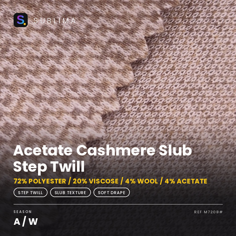 Acetate Cashmere Slub Step Twill knitted fabric