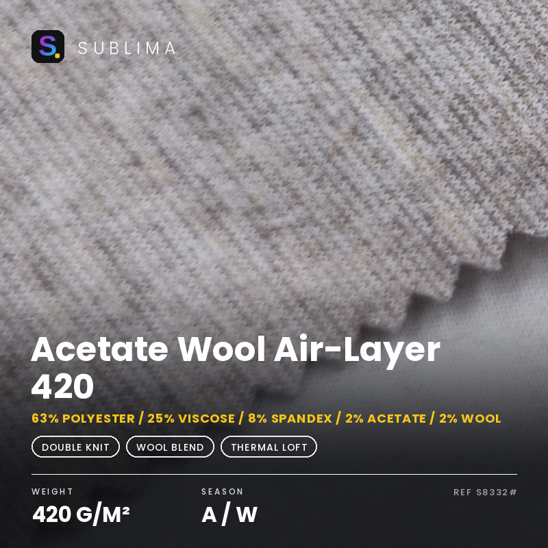 Acetate Wool Air-Layer 420 knitted fabric