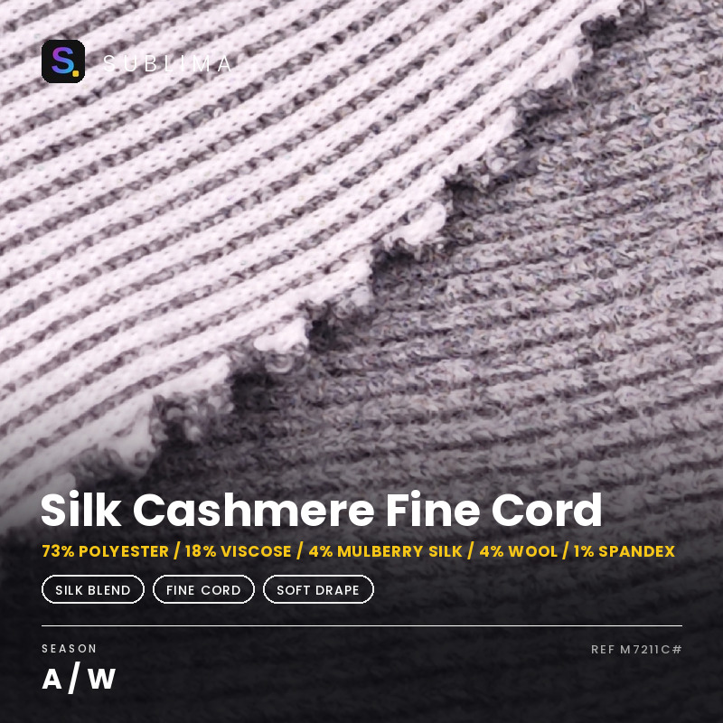 Silk Cashmere Fine Cord knitted fabric