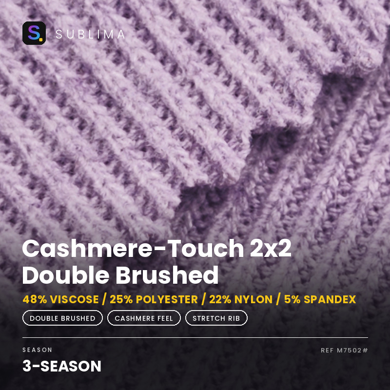 Cashmere-Touch 2x2 Double Brushed knitted fabric
