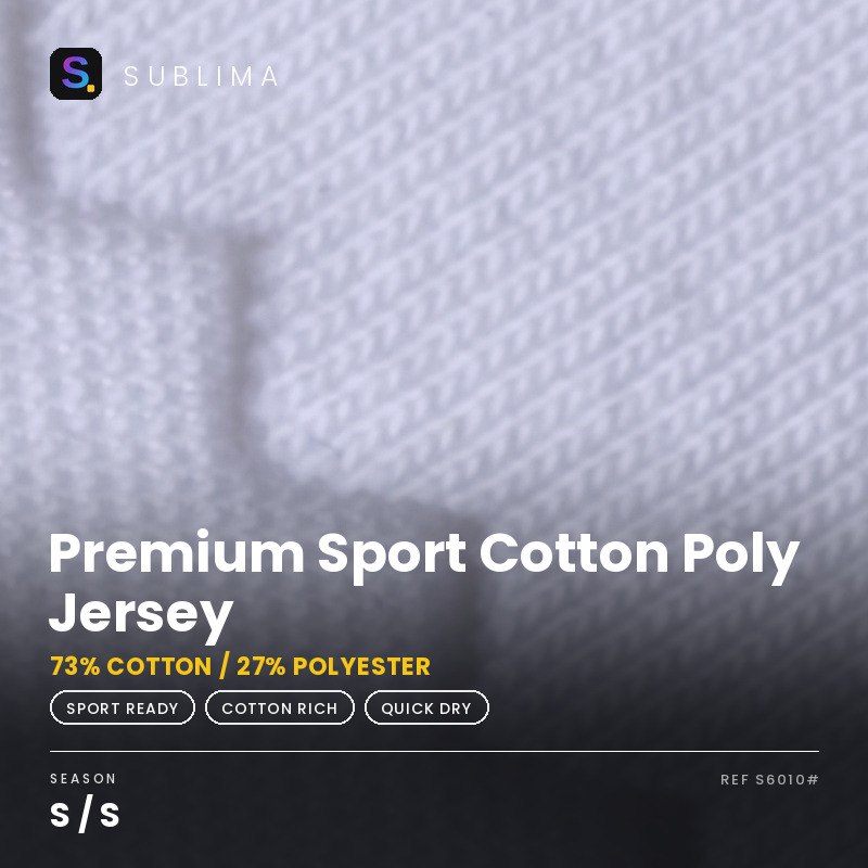 Premium Sport Cotton Poly Jersey knitted fabric