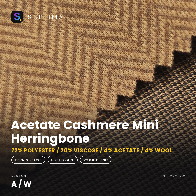Acetate Cashmere Mini Herringbone knitted fabric