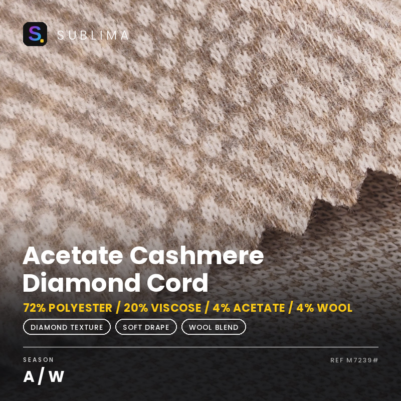 Acetate Cashmere Diamond Cord knitted fabric