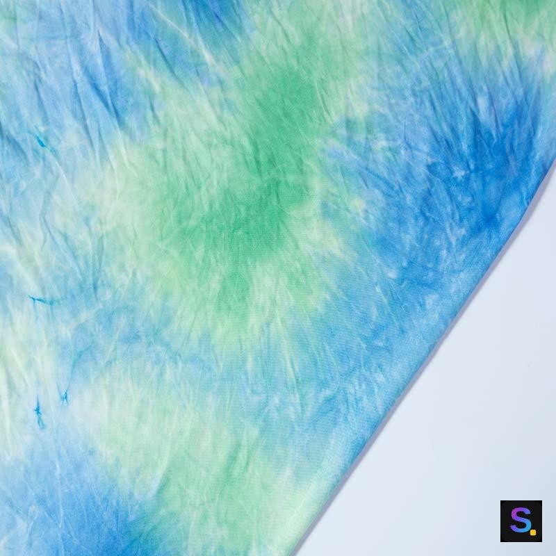 Tie-Dye Jersey, Blue-Green Tie-Dye knitted fabric, nylon