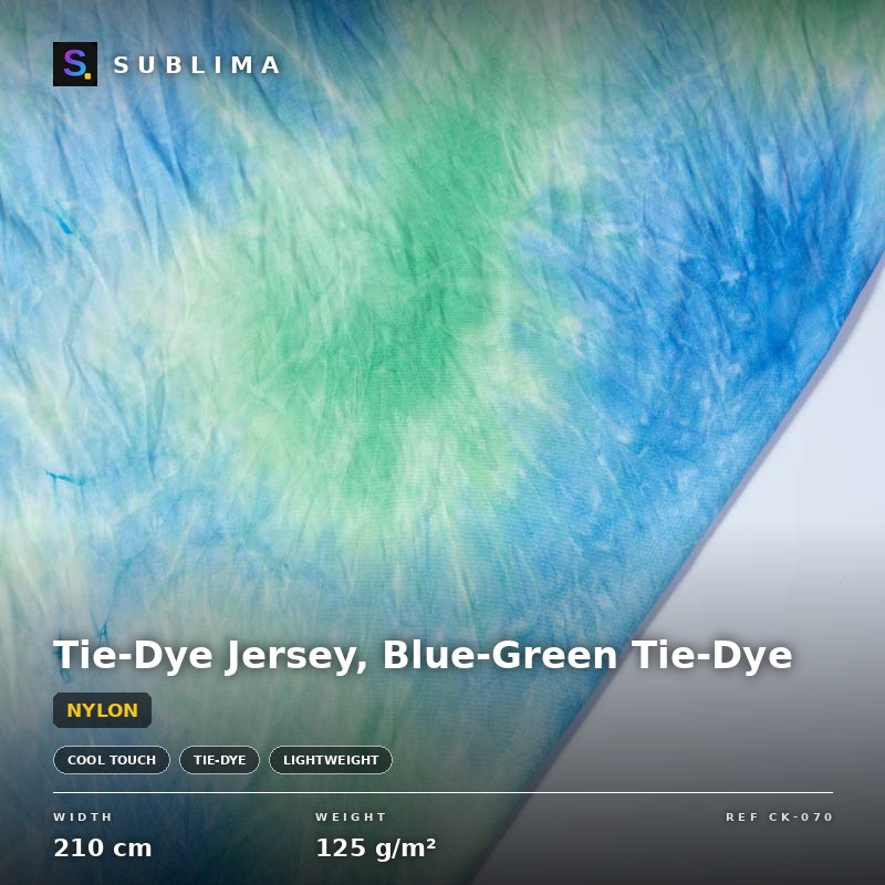 Tie-Dye Jersey, Blue-Green Tie-Dye knitted fabric